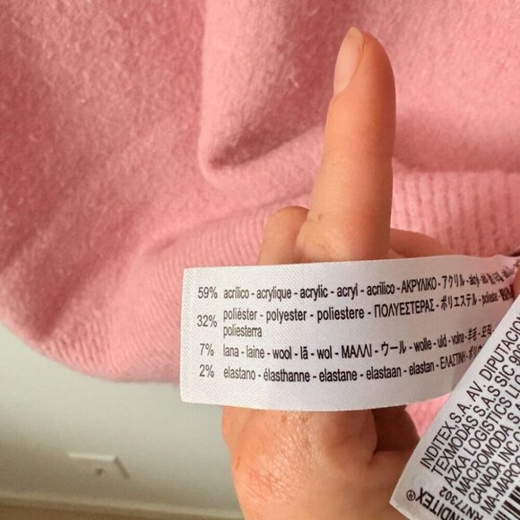 Zara Wool Blend Oversized Knit Sweater Pink Size Small - Picture 8 of 8